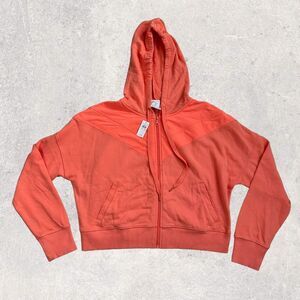 Aerie Offline Hoodie Women's Small Orange  Crop Full Zip Drawstring Athletic NWT